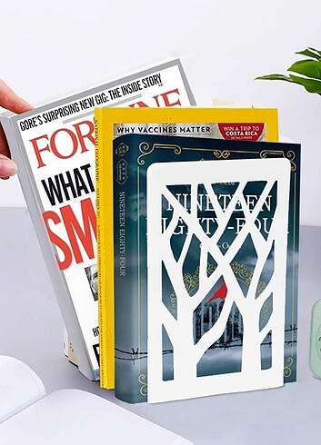 Kitap Tutucu, Ağaç Desenli 2li Set Beyaz