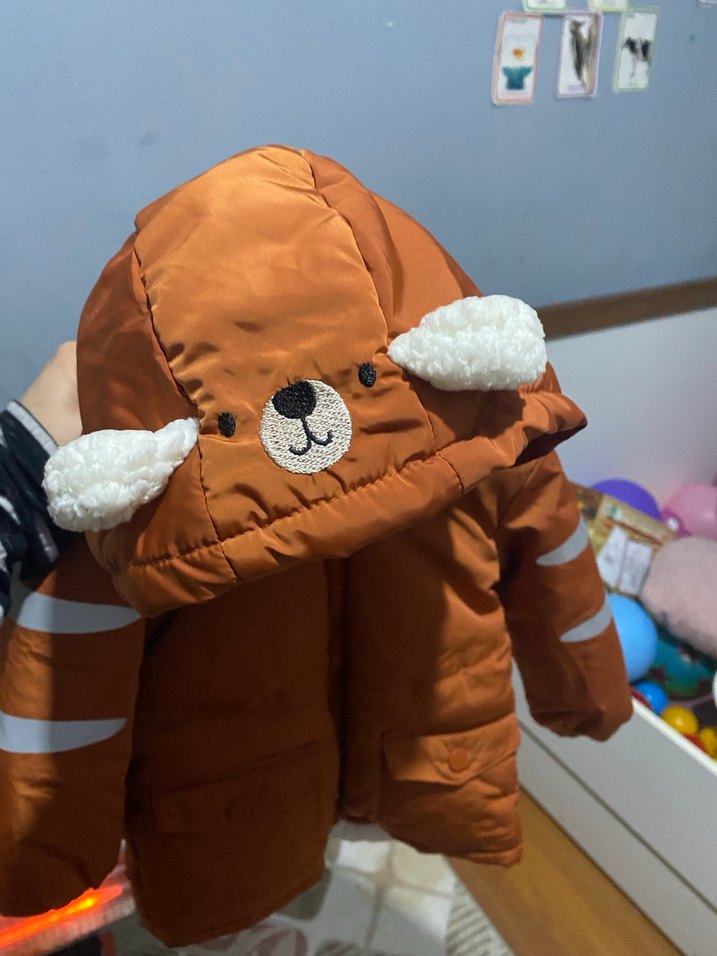 Kahverengi Parlak Fermuarlı Erkek Çocuk Mont - Görsel 2