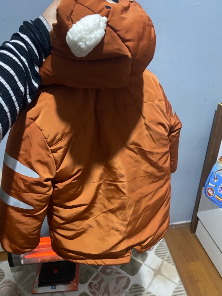 Kahverengi Parlak Fermuarlı Erkek Çocuk Mont - Görsel 4