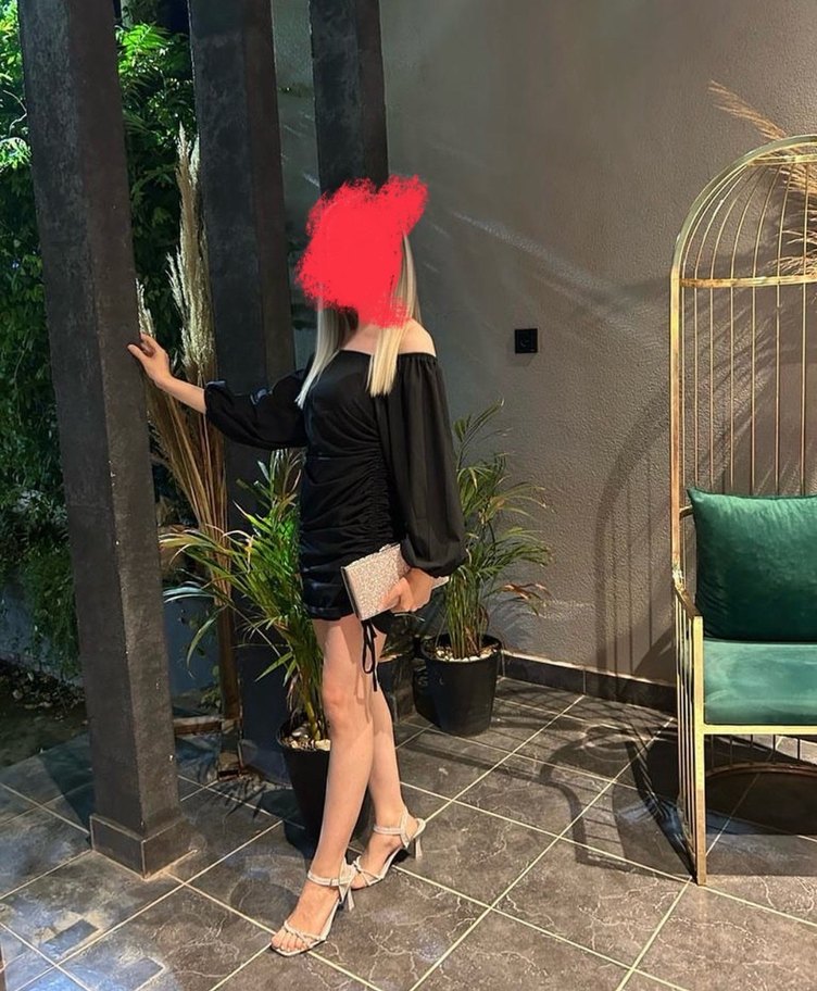 Siyah Mini kayık yaka  Elbise - Görsel 2