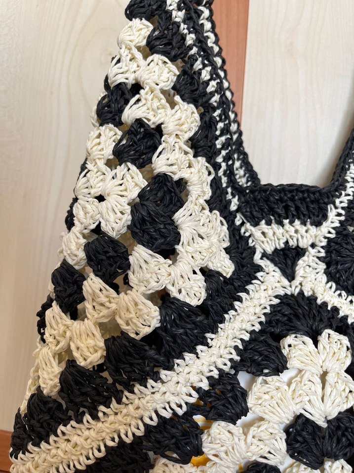 Gri Bohem Örgü Kadın Çanta - Görsel 3