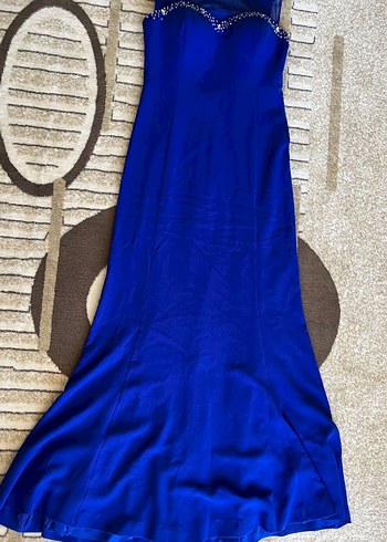 Lacivert Drapeli Uzun Abiye Elbise - Görsel 4