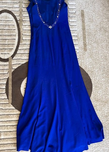 Lacivert Drapeli Uzun Abiye Elbise - Görsel 5