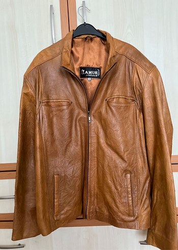 AMUR Deri Kahverengi Taba Biker Ceket - Görsel 2