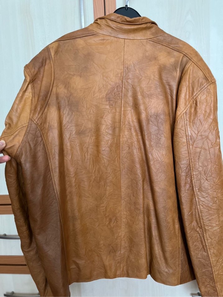 AMUR Deri Kahverengi Taba Biker Ceket - Görsel 3