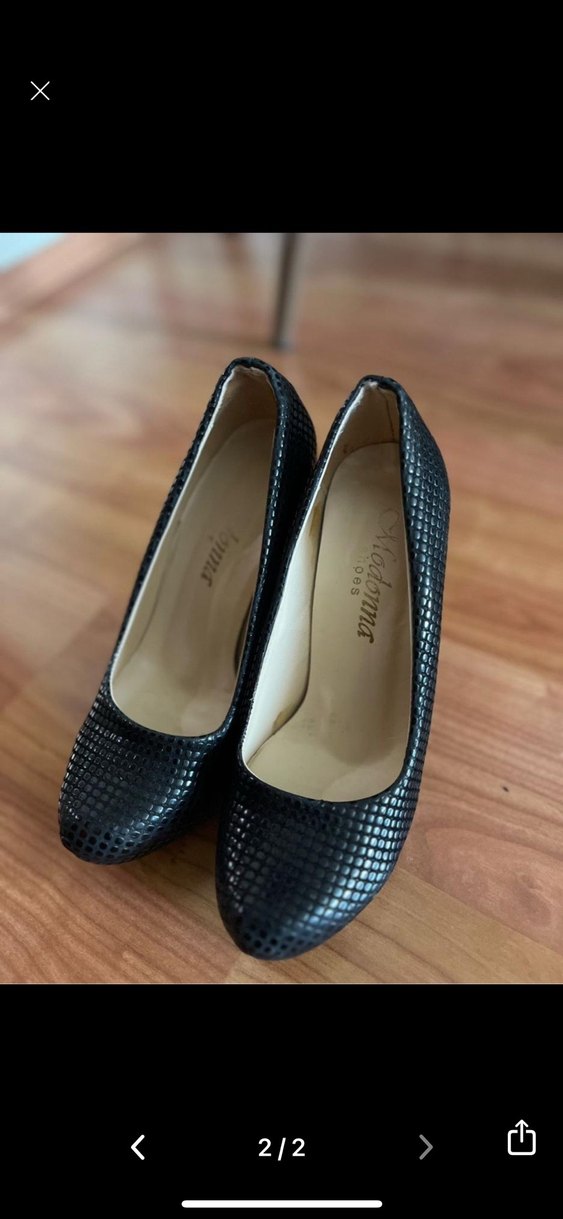 Siyah Yılan Desenli topuklu ayakkabı - Görsel 2