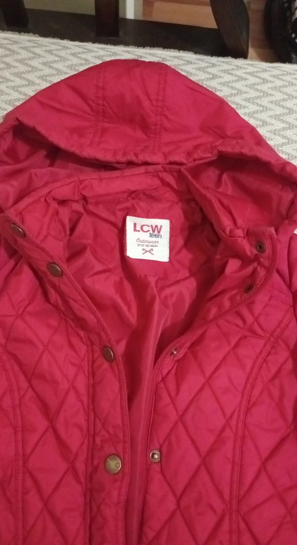 Bordo Düğmeli Kız Çocuk Mont LCW - Görsel 4