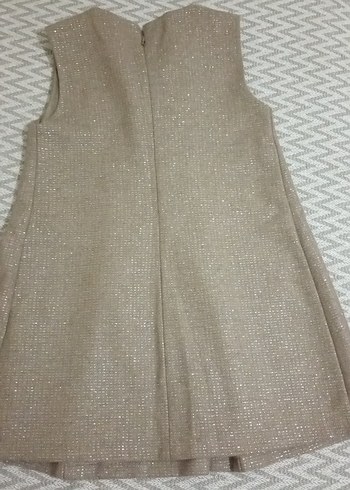 Kız Çocuk Bej Keten Kolsuz Elbise - Görsel 4