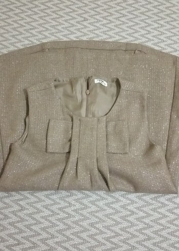 Kız Çocuk Bej Keten Kolsuz Elbise - Görsel 3