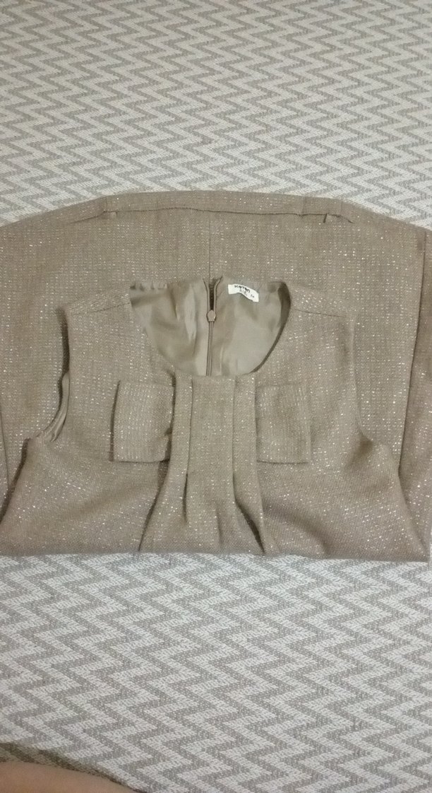 Kız Çocuk Bej Keten Kolsuz Elbise - Görsel 3