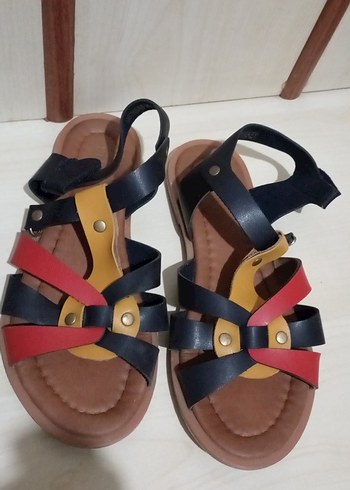 Çok Renkli kız çocuk Dolgu Topuklu Sandalet - Görsel 4