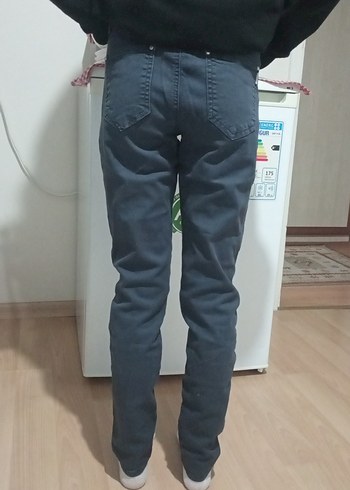 Gri Düğmeli çocuk Kot Pantolon - Görsel 3