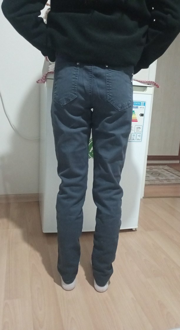 Gri Düğmeli çocuk Kot Pantolon - Görsel 3