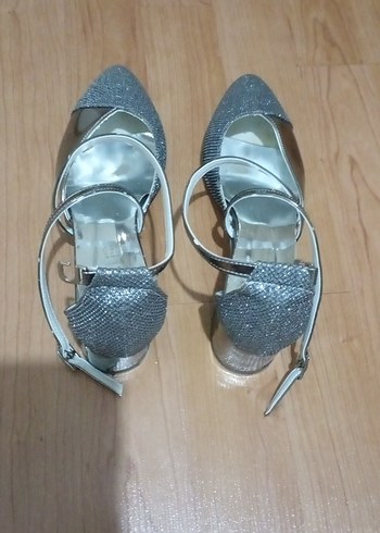 Gri Yılan Desenli Stiletto Topuklu Kadın Ayakkabı - Görsel 3