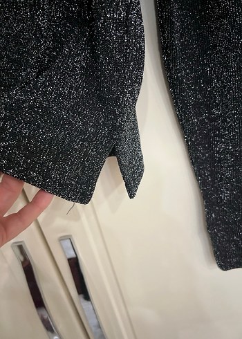 H&M Kendinden simli Gri Uzun Kollu triko