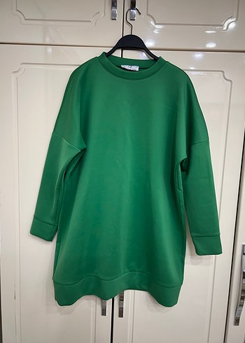 l Beden yeşil Renk Kadın Yeşil Salaş Sweatshirt tunik