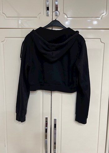 l Beden siyah Renk H&M marka Fermuarlı Siyah Kapüşonlu Sweatshirt