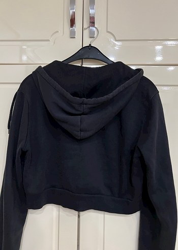l Beden H&M marka Fermuarlı Siyah Kapüşonlu Sweatshirt