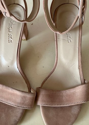 Pudra rengi Süet Kadın Topuklu Sandalet - Görsel 2