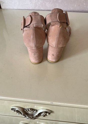 Pudra rengi Süet Kadın Topuklu Sandalet - Görsel 4