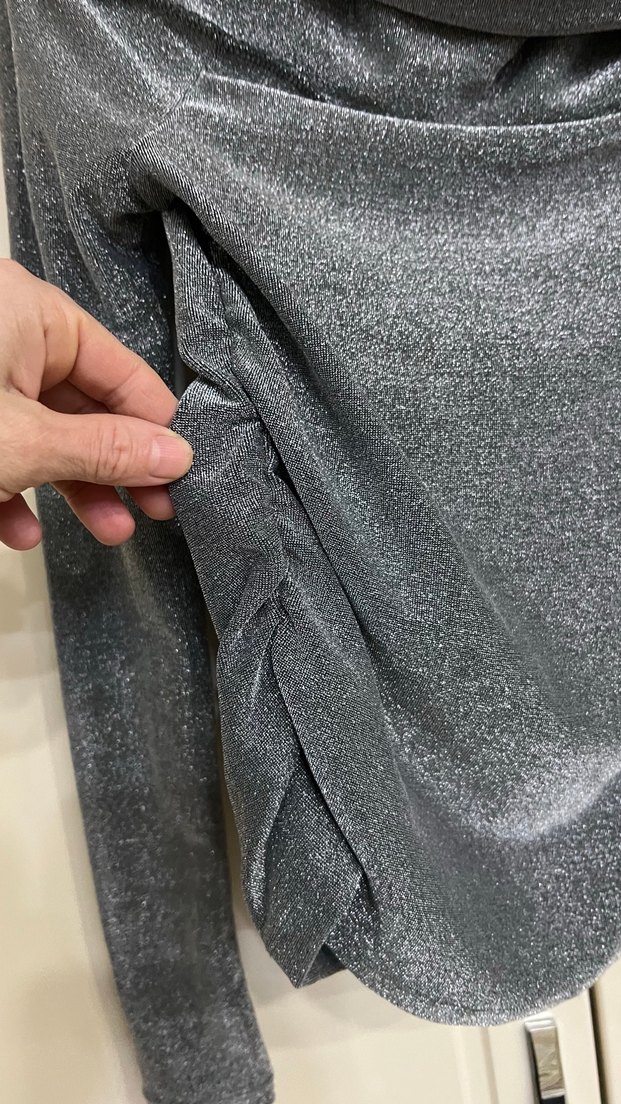 Mango marka Gri Uzun Kollu Drapeli Kadın Bluz - Görsel 3