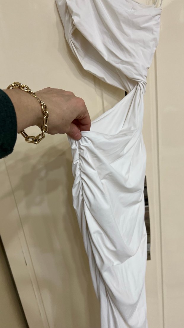 Zara marka Beyaz Drapeli Uzun Straplez Elbise - Görsel 2