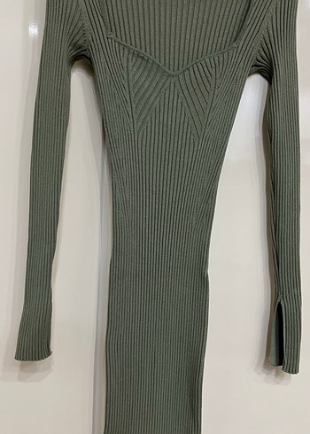 Bershka marka Fitilli Uzun Kollu Triko Elbise - Görsel 2