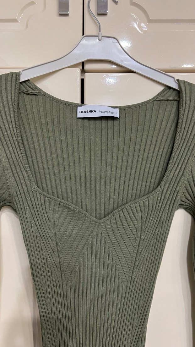 Bershka marka Fitilli Uzun Kollu Triko Elbise - Görsel 3