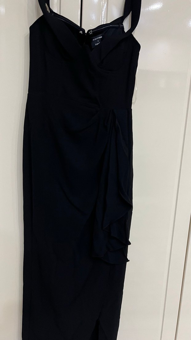 Zeynep tosun tasarımı Straplez Uzun Drapeli Kadın Abiye Elbise - Görsel 2