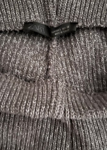 Zara markaGri Kadın Rahat Kesim triko Pantolon - Görsel 3