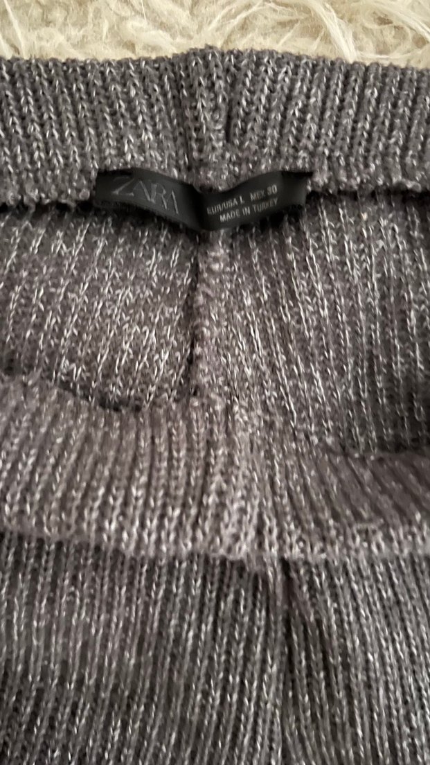 Zara markaGri Kadın Rahat Kesim triko Pantolon - Görsel 3