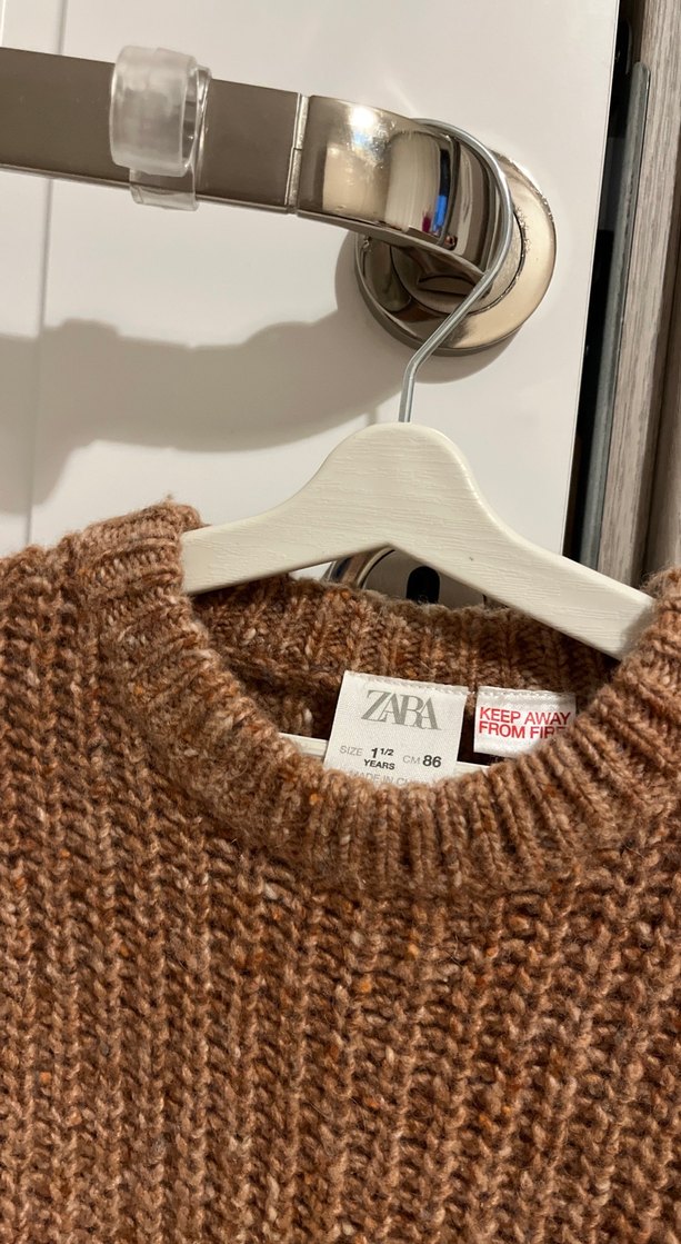 Örgü Kahverengi çocuk Kazak - Görsel 3