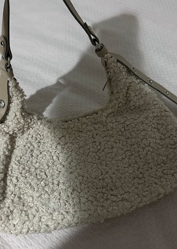Beyaz Peluş Kadın Omuz Çantası - Görsel 2