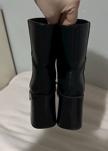 Siyah Deri Gotik Platform Topuklu Kadın Bot - Görsel 4