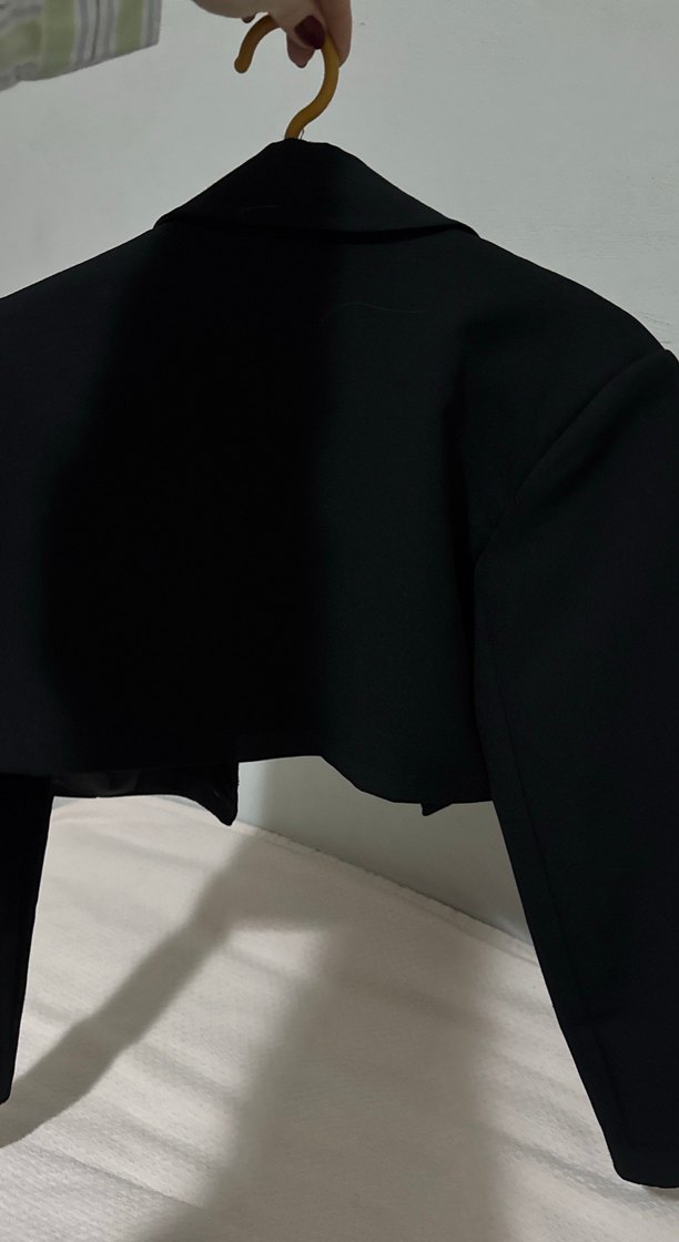 Siyah Kadın Düğmeli Blazer Ceket - Görsel 2