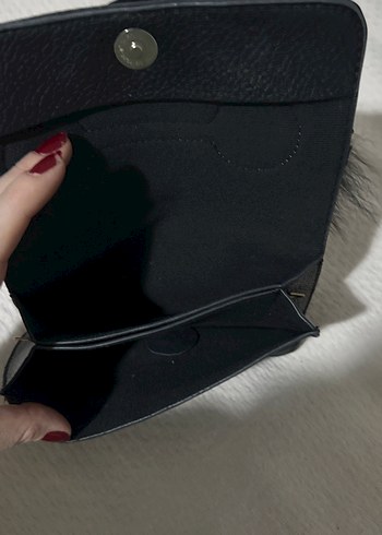 Siyah Kürklü Gotik Deri El Çantası - Görsel 3