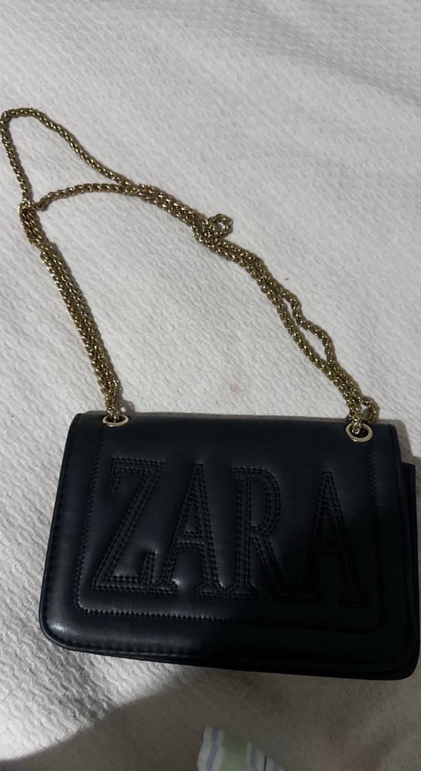 Zara Zincir Detaylı Siyah Deri Çanta - Görsel 3