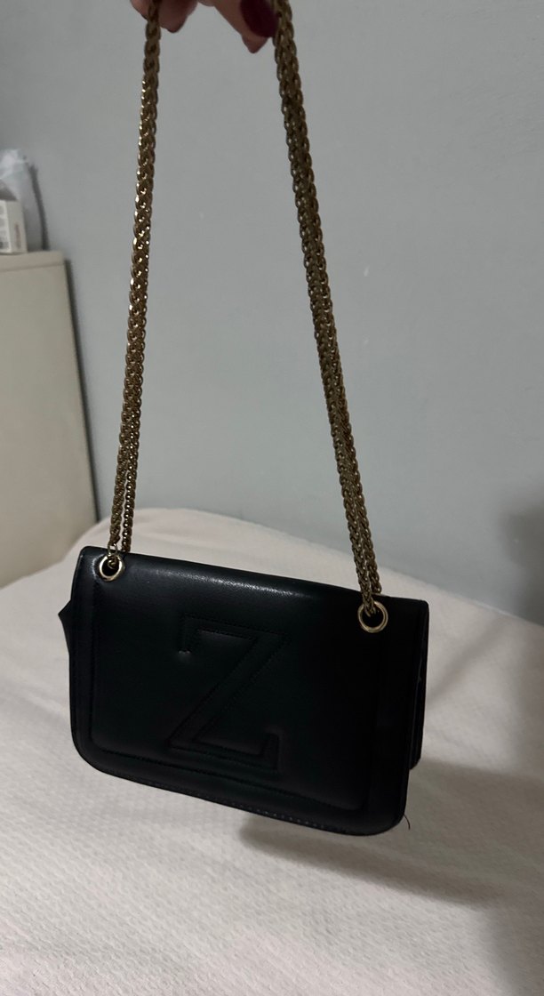 Zara Zincir Detaylı Siyah Deri Çanta - Görsel 2