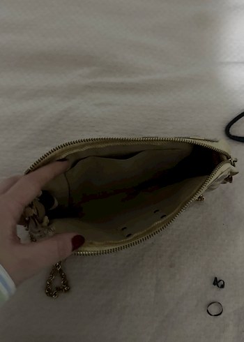 Beyaz Deri Kareli Kadın Çanta - Görsel 3