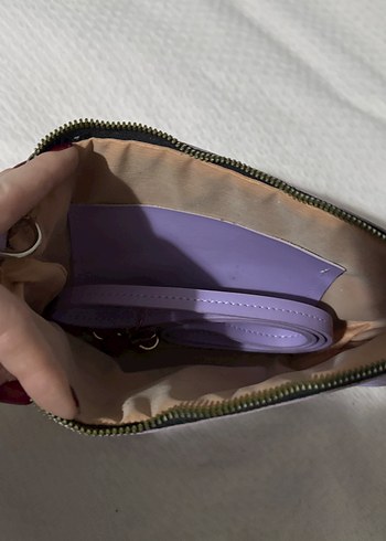 Zincir Detaylı Pastel Mor Deri Kadın Çanta - Görsel 2