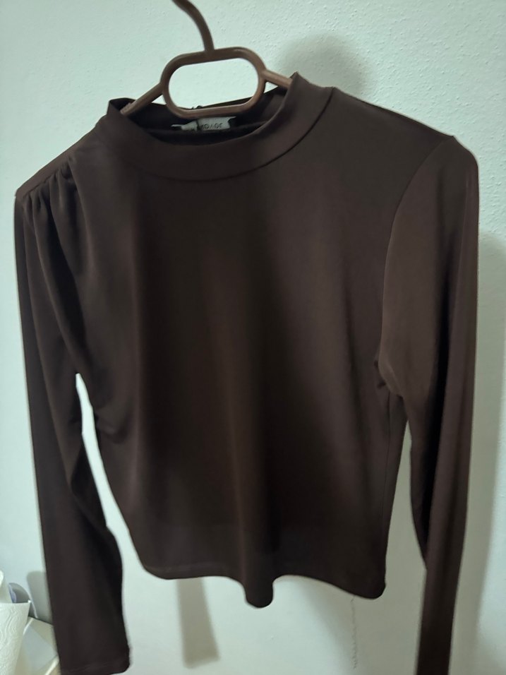 Kahverengi Balıkçı Yaka Kadın Bluz - Görsel 2