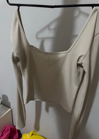 Bej Straplez Uzun Kollu Kadın Bluz - Görsel 2