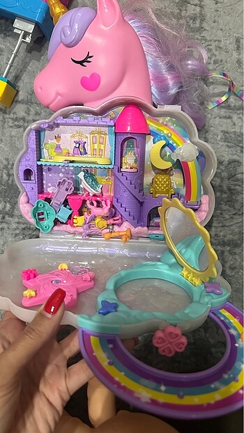  Beden Polly pocket unicorn gökkuşağı salonu