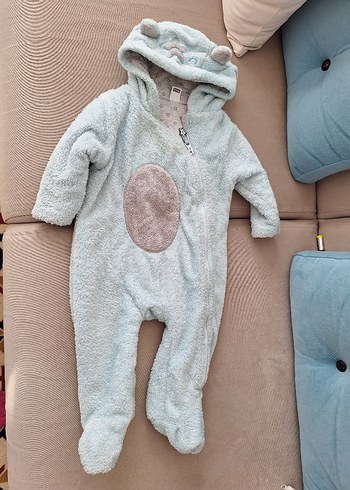 Peluş Kapüşonlu Bebek Tulumu