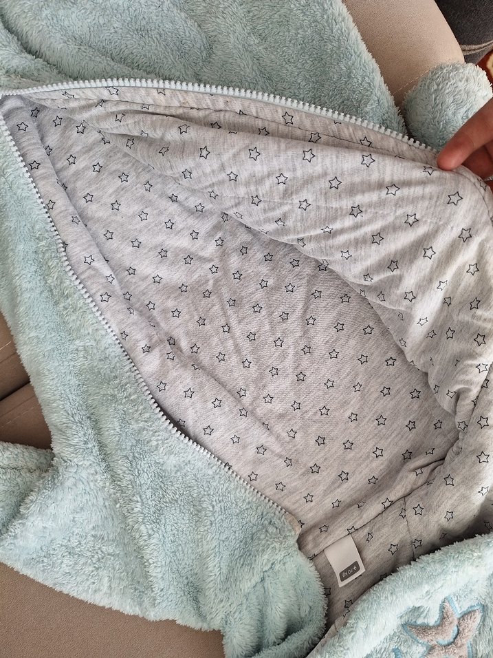 Peluş Kapüşonlu Bebek Tulumu - Görsel 4