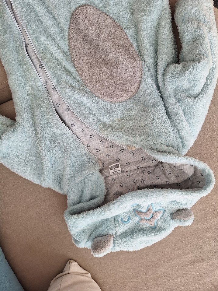 Peluş Kapüşonlu Bebek Tulumu - Görsel 2