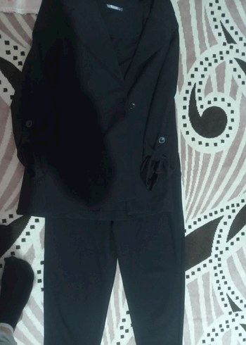 Siyah Kadın Midi Blazer Ceket ve pantolon - Görsel 5