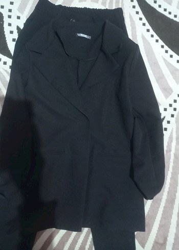 Siyah Kadın Midi Blazer Ceket ve pantolon - Görsel 3