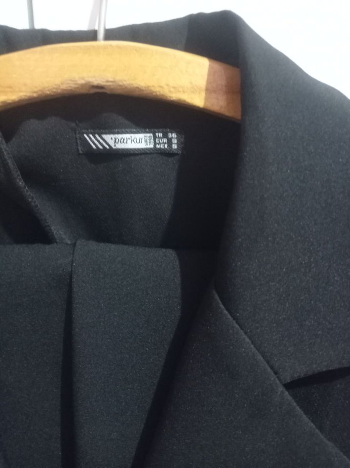 Siyah Kadın Midi Blazer Ceket ve pantolon - Görsel 4