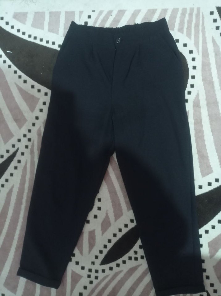 Düğmeli Siyah Kadın Kumaş Pantolon - Görsel 2